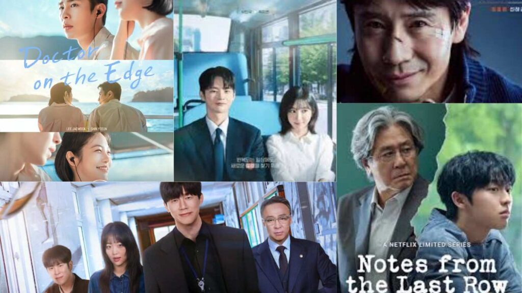 Grid collage of scene stills from upcoming K-dramas: Lee Jae-wook in Doctor on the Edge, Seo In-guk in See You at Work Tomorrow, and Choi Min-sik in Notes from the Last Row.